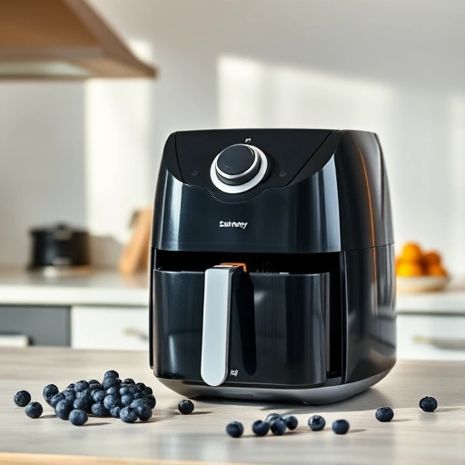 Measuring 425 grams of blueberries in a cup for accurate baking and air frying