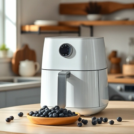 Measuring 500 grams of blueberries in a cup for air frying