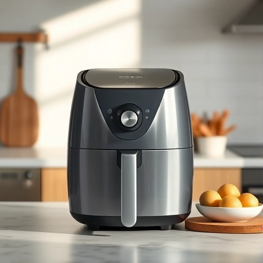 Measuring 0.75 cups of potatoes on a kitchen scale for air fryer recipes