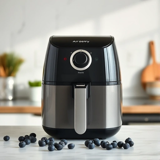Measuring 1.0 cups of blueberries on a kitchen scale for air fryer recipes