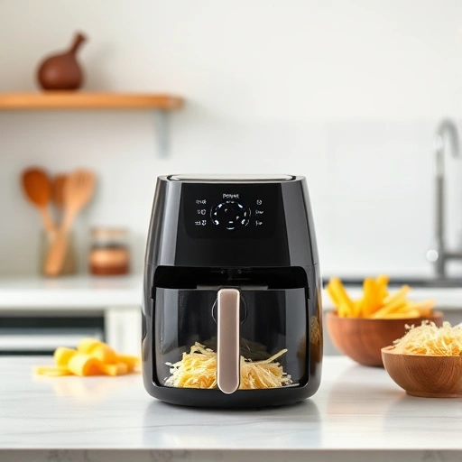 Measuring 1.25 cups of grated cheese on a kitchen scale for air fryer recipes