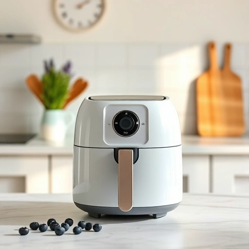 Measuring 50 grams of blueberries in a cup for air frying