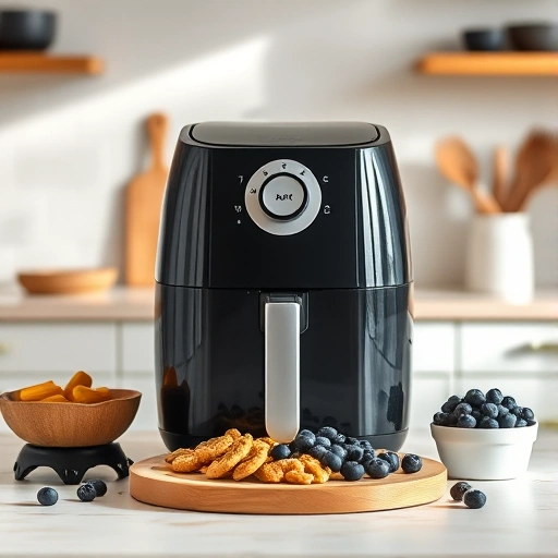 Measuring 75 grams of blueberries in a cup for air fryer recipes