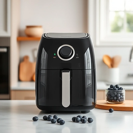 Measuring 100 grams of blueberries in a cup for air fryer recipes