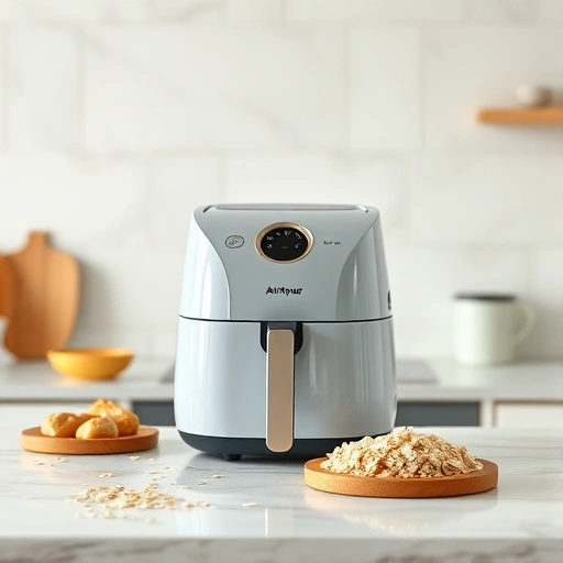 Measuring 1.5 cups of rolled oats on a kitchen scale for air fryer recipes