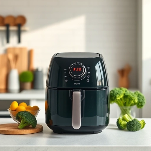 Measuring 1.5 cups of broccoli on a kitchen scale for air fryer recipes