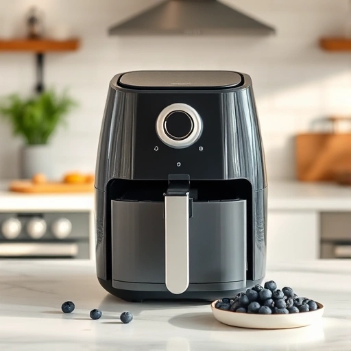 Measuring 2.0 cups of blueberries on a kitchen scale for air fryer recipes