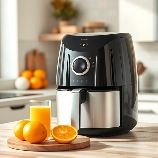 Measuring 0.25 cups of orange juice in a glass measuring cup for air fryer recipes