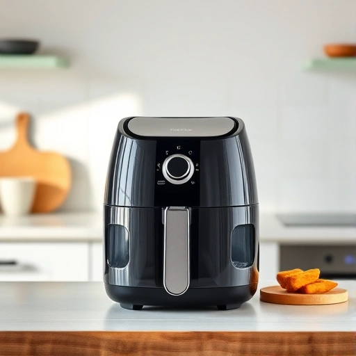 Measuring 2.75 cups of water in a jug next to an air fryer