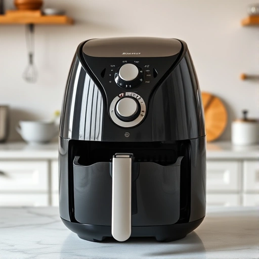 Measuring 3.5 cups of coconut milk in a jug next to an air fryer