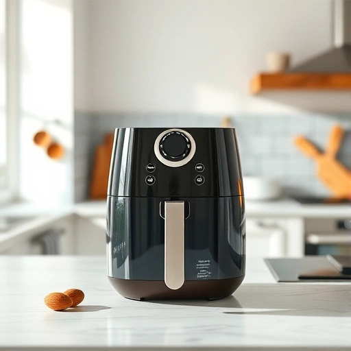 Measuring 60 ml of almond milk in a cup for air fryer recipes
