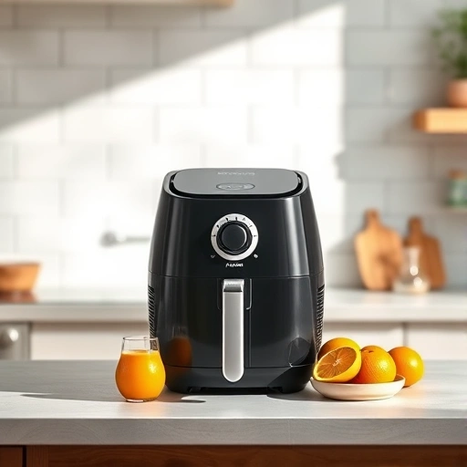 Measuring 435 ml of orange juice in a cup for air fryer recipes