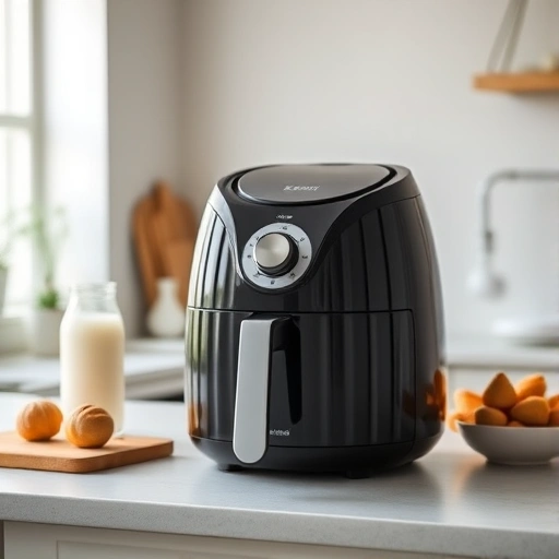 Measuring 810 ml of almond milk in a cup for air fryer recipes