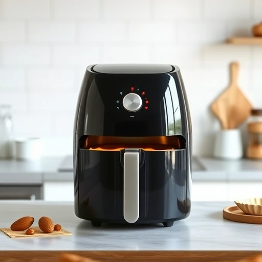 Measuring 885 ml of almond milk in a cup for air fryer recipes