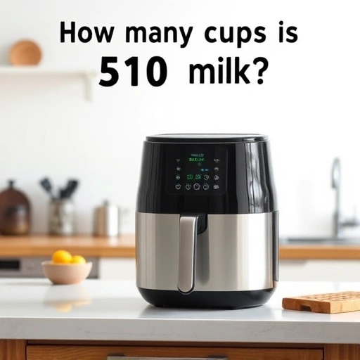 Measuring 910 ml of almond milk in a cup for air fryer recipes
