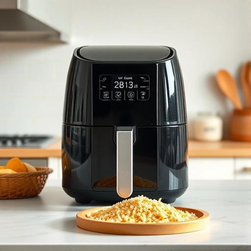 Measuring 0.25 tbsp of breadcrumbs on a digital scale for air fryer recipes
