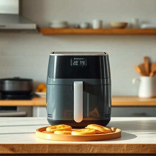 Measuring 50g of flour on a kitchen scale for air fryer recipes