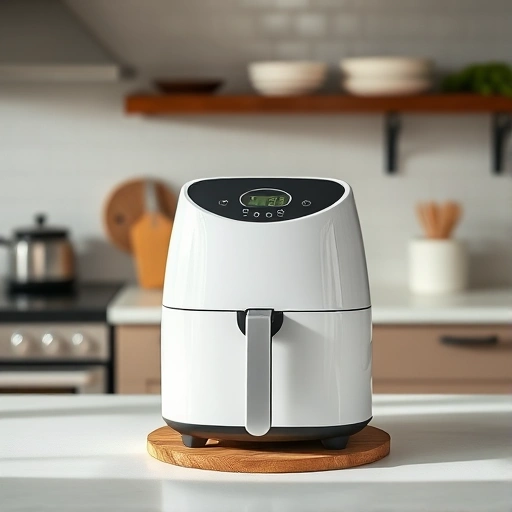 Measuring 75g of flour on a digital scale for air fryer recipes