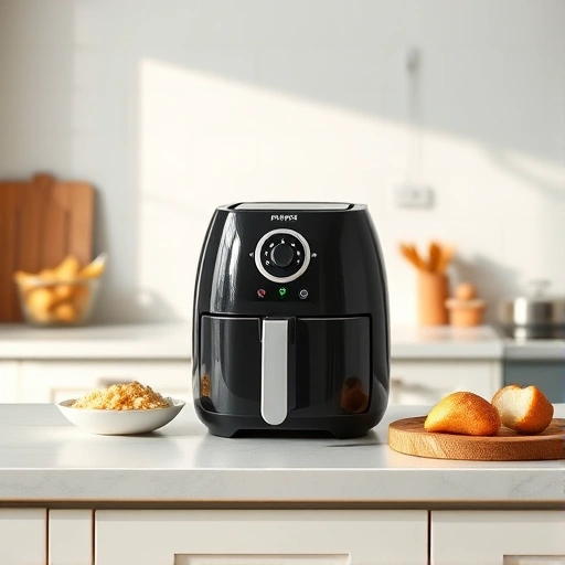 Measuring 125g of caster sugar on digital scales next to an air fryer