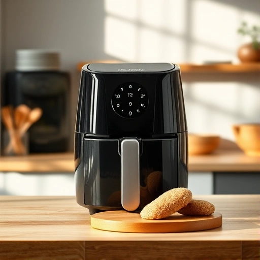 Measuring 10g of brown sugar in a small bowl next to an air fryer