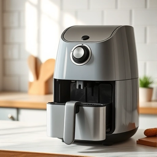 Measuring 10g of cocoa powder in a small bowl next to an air fryer