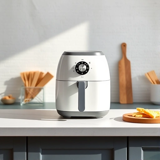Measuring 40g of powdered milk in a bowl next to an air fryer