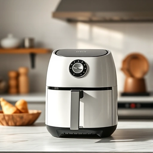 Measuring jug with 100g of milk next to an air fryer