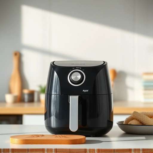 Measuring 25g of double cream in a small bowl next to an air fryer