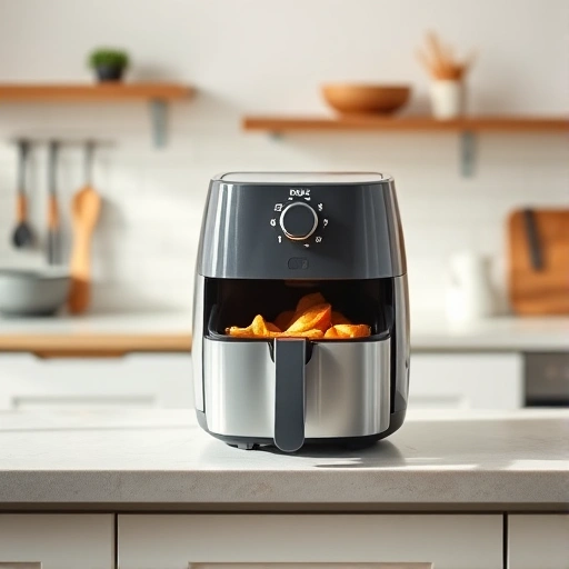 Measuring 25g of vegetable oil in a spoon next to an air fryer