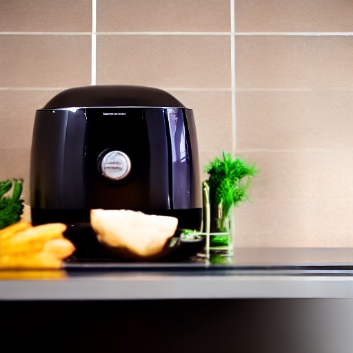 Measuring 150g of sesame oil in a glass cup next to an air fryer