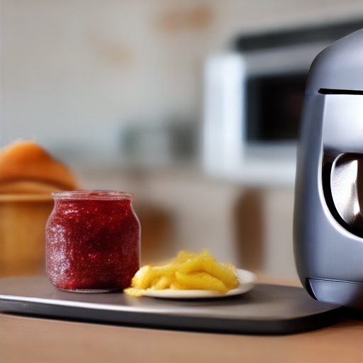 200g of jam measured in a glass jar next to a digital scale showing ounces