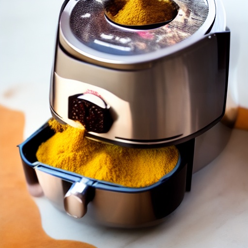 Measuring 10g of mustard in a spoon next to an air fryer