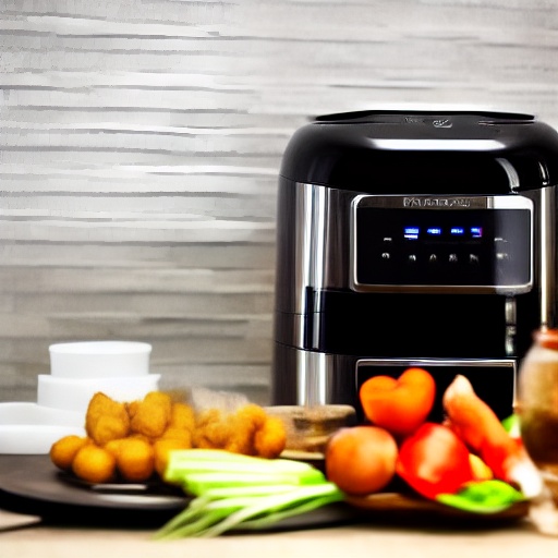 Measuring Worcestershire sauce in a glass cup next to an air fryer