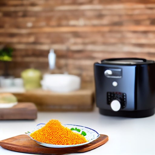 Digital kitchen scale measuring 25g of minced onions next to an air fryer
