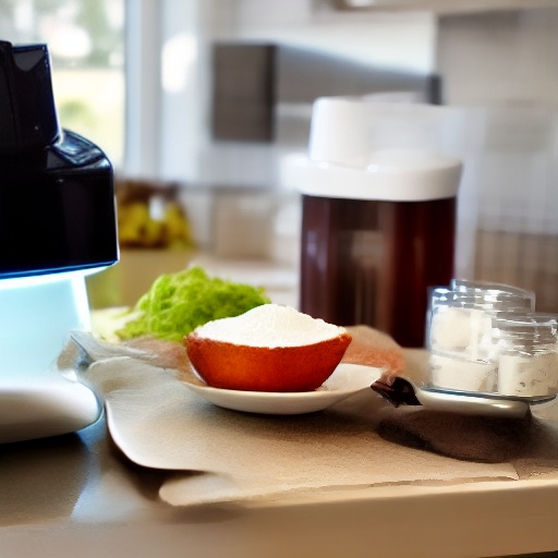 Measuring 20g of cottage cheese in a bowl next to an air fryer