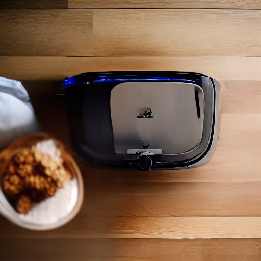 Measuring 30g of oats in a bowl next to an air fryer