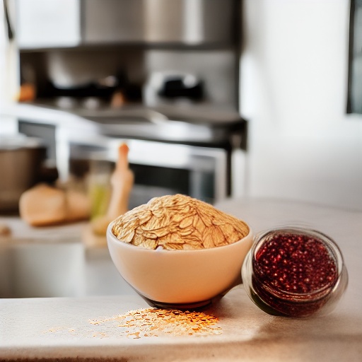 125g porridge oats measured in a bowl next to a digital scale