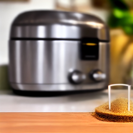 Measuring 75g of breadcrumbs next to an air fryer for accurate recipe conversion