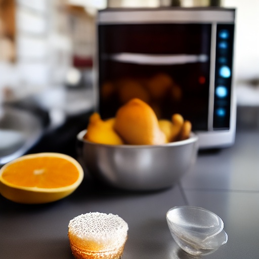 Measuring cup filled with golden agave syrup next to digital kitchen scales
