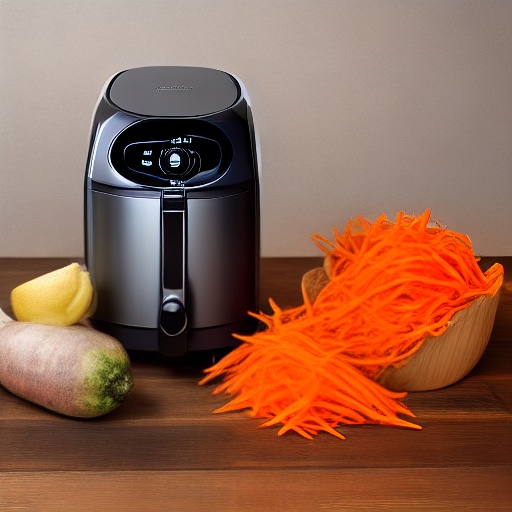 Measuring shredded carrot in a cup for air fryer recipes