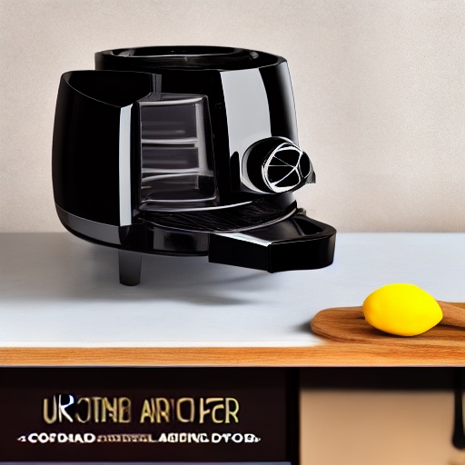 Measuring cup filled with cornflour next to an air fryer