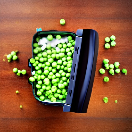 Measuring 1.5 cups of frozen peas for air fryer recipes