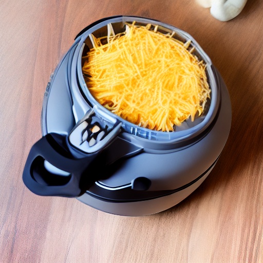 Measuring grated cheese in a cup for air fryer recipes