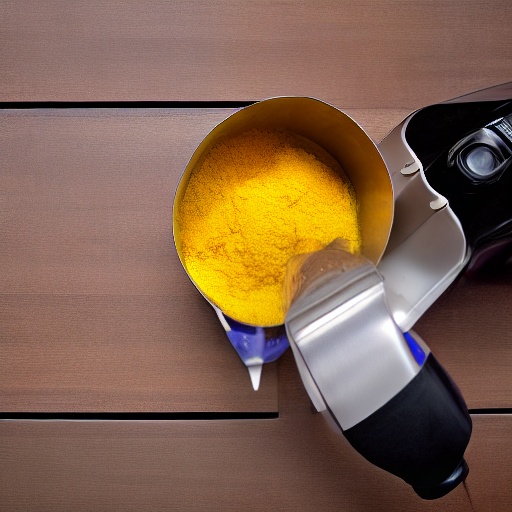 Measuring 1.25 cups of turmeric for air fryer recipes