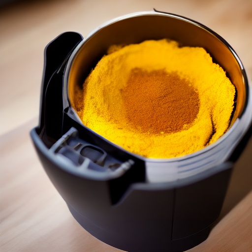 Measuring 2.5 cups of turmeric for air fryer recipes