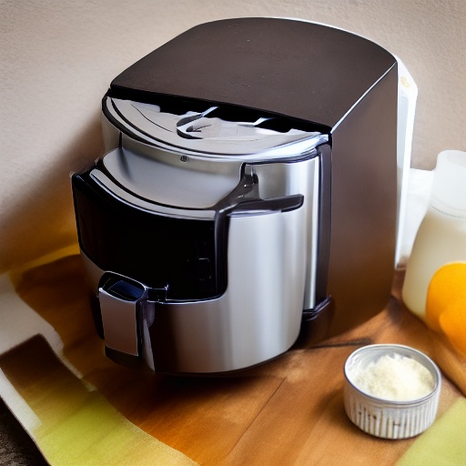 Measuring Worcestershire sauce in a cup next to an air fryer
