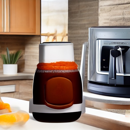 Measuring worcestershire sauce in a cup next to an air fryer