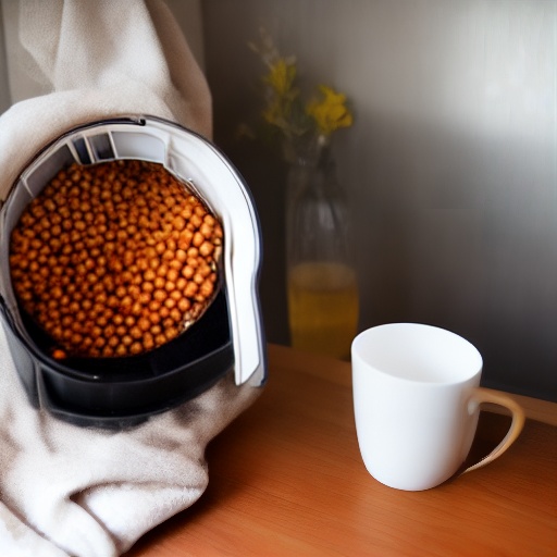 Measuring 0.375 cup of chickpeas in a bowl for air fryer recipes