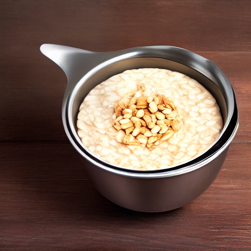 Measuring 0.5 cup of porridge oats in a glass bowl