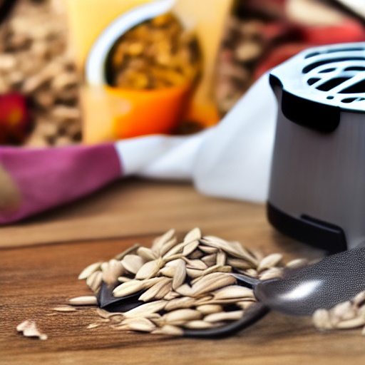 Measuring 0.25 cup of sunflower seeds in a bowl for air fryer recipes